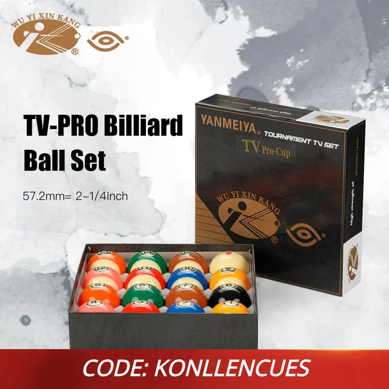 TV-Pro-Cup Billiards Table Balls Set 2-1/4inch 57.2/52.5mm Resin Durable Consistency Full Set Snooker & Billiard Accessories