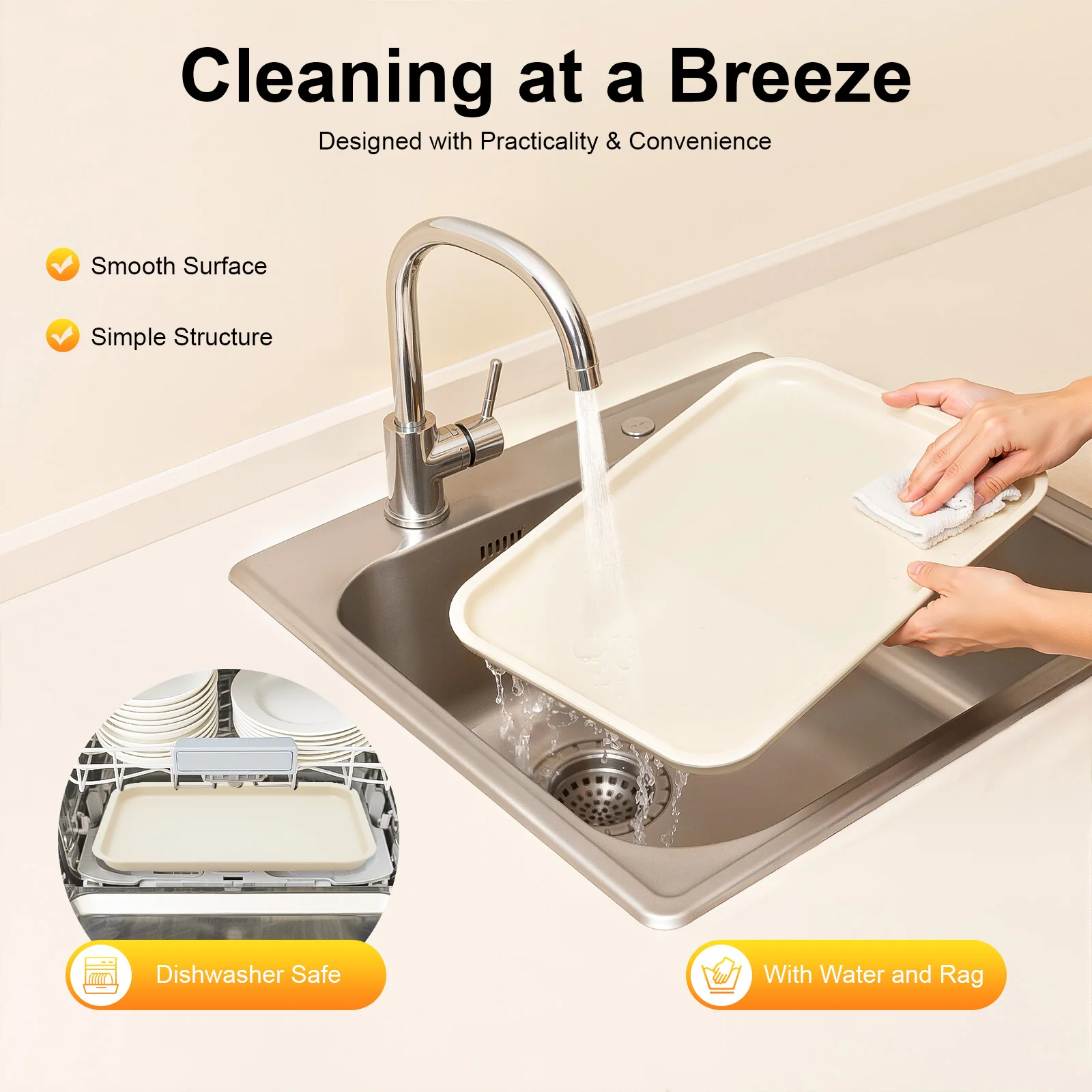 24 Pcs Fast Food Trays, PP Anti-Slip Stackable Tray for Restaurant Cafeteria, 14 Inch, Heavy Duty & Microwave Safe