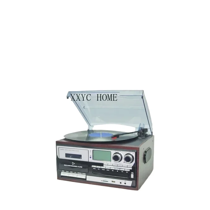 Classic Vintage Design 6 in 1 audio Turntable record player& vinyl turntable LP& Gramophone with PC Link/3 Speed LP