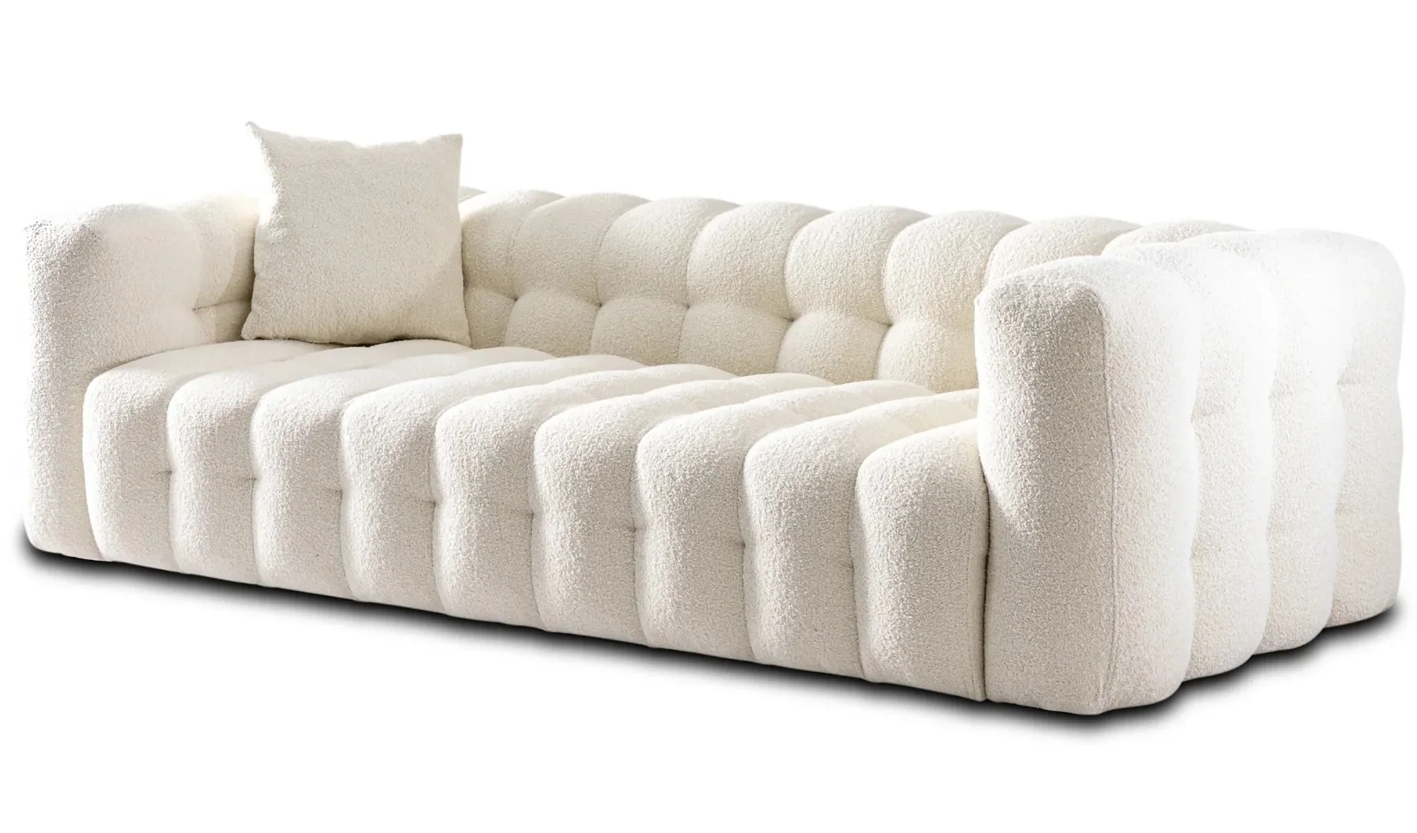 -Sofá Chesterfield de terciopelo clásico europeo, sala de estar blanca capitoné, hotel, villa o apartamento