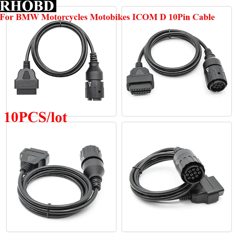 

10 шт./лот для BMW, мотоциклов, ICOM D, 10-контактный кабель ICOM-D для Bmw, диагностический разъем для мотоциклов, кабель сканера ODB2