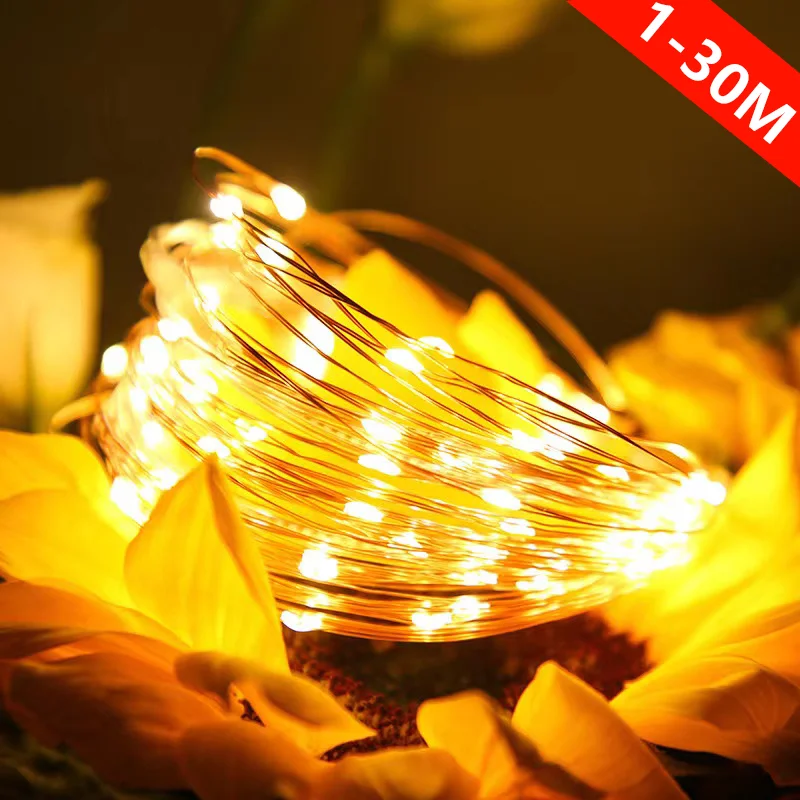 

1m/2m/3m/10m Copper Wire Battery Box Garland LED Wedding Decoration for Home Decoration Fairy for Party Decoration String Light