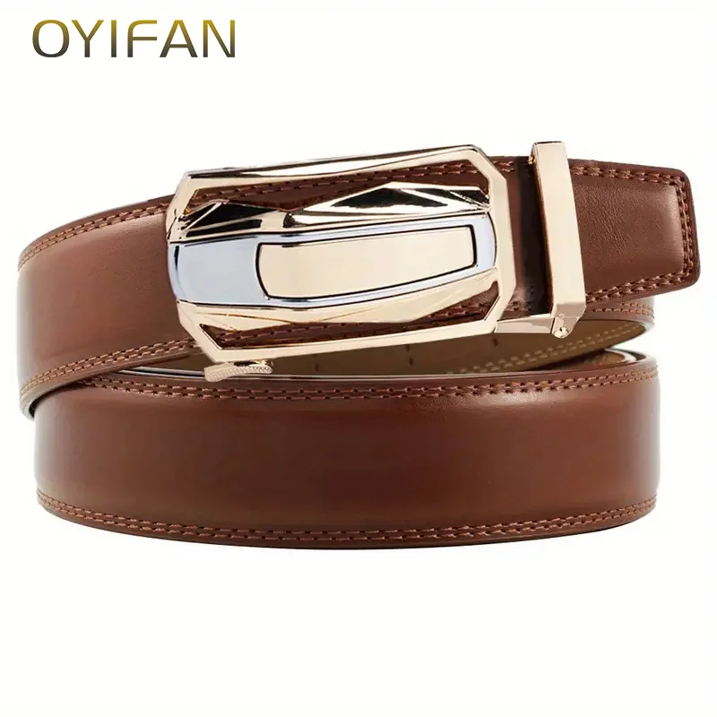 New Men's Genuine Leather Belt Alloy Buckle Ratchet Belt 115-145cm Top Quality Belt Fashion Belt for Men