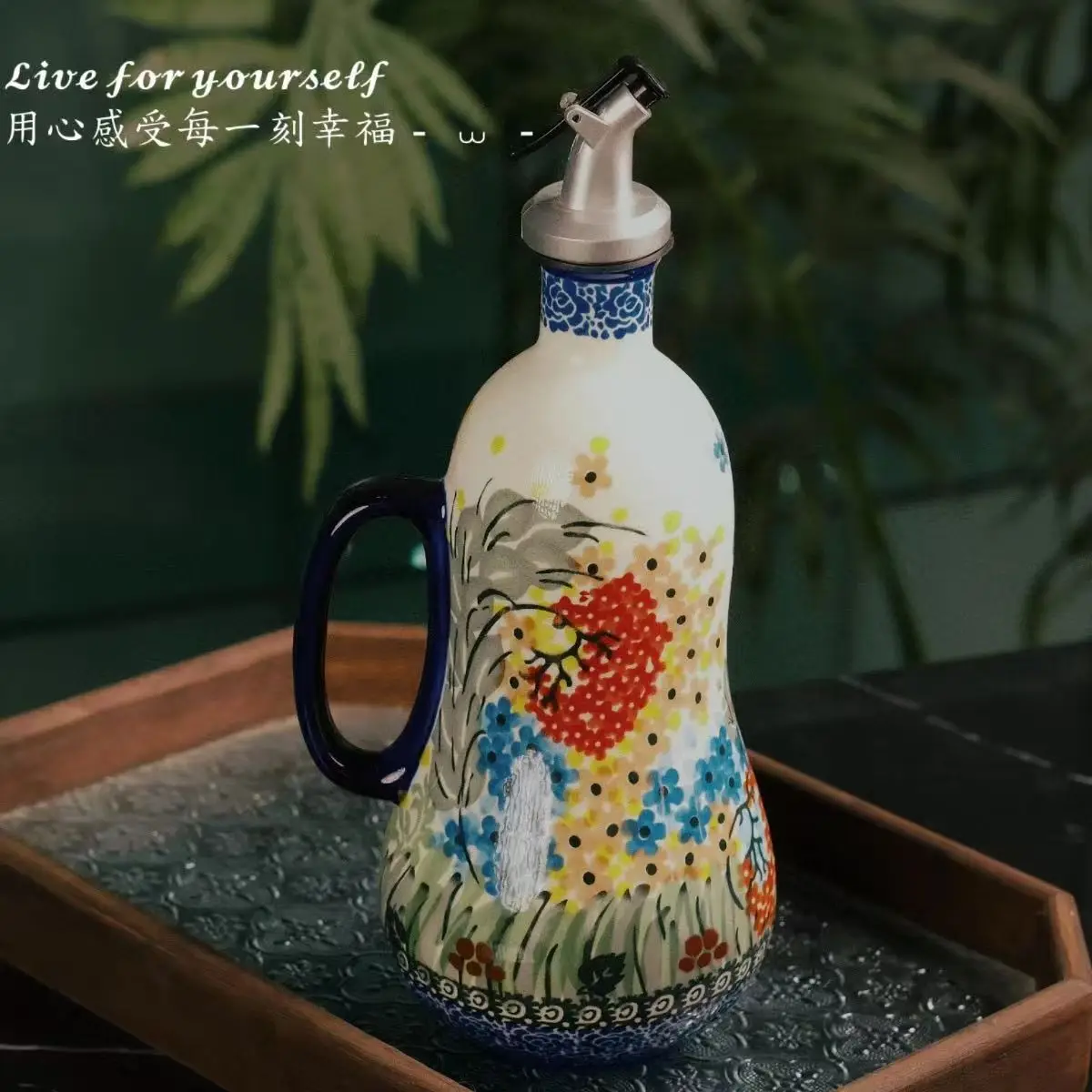 Pot d'huile en céramique, bouteille d'huile végétale Anti-suspension Anti-fuite domestique, Pots de 