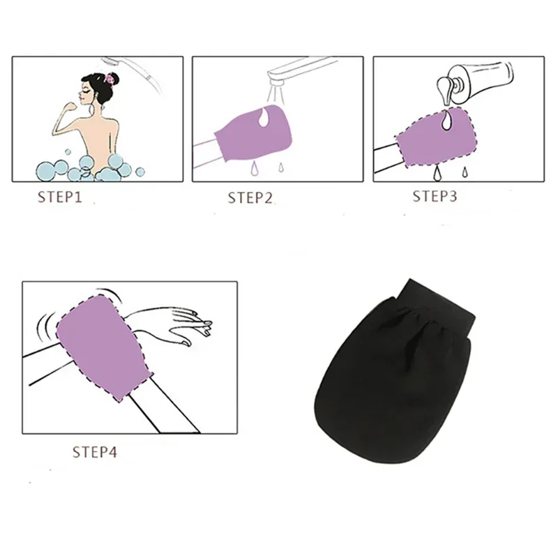 Hotsale silicone body scrubber bath brush 1Piece Double Sided Hammam Scrub Mitt Magic Peeling Glove Exfoliating Tan Removal Mitt