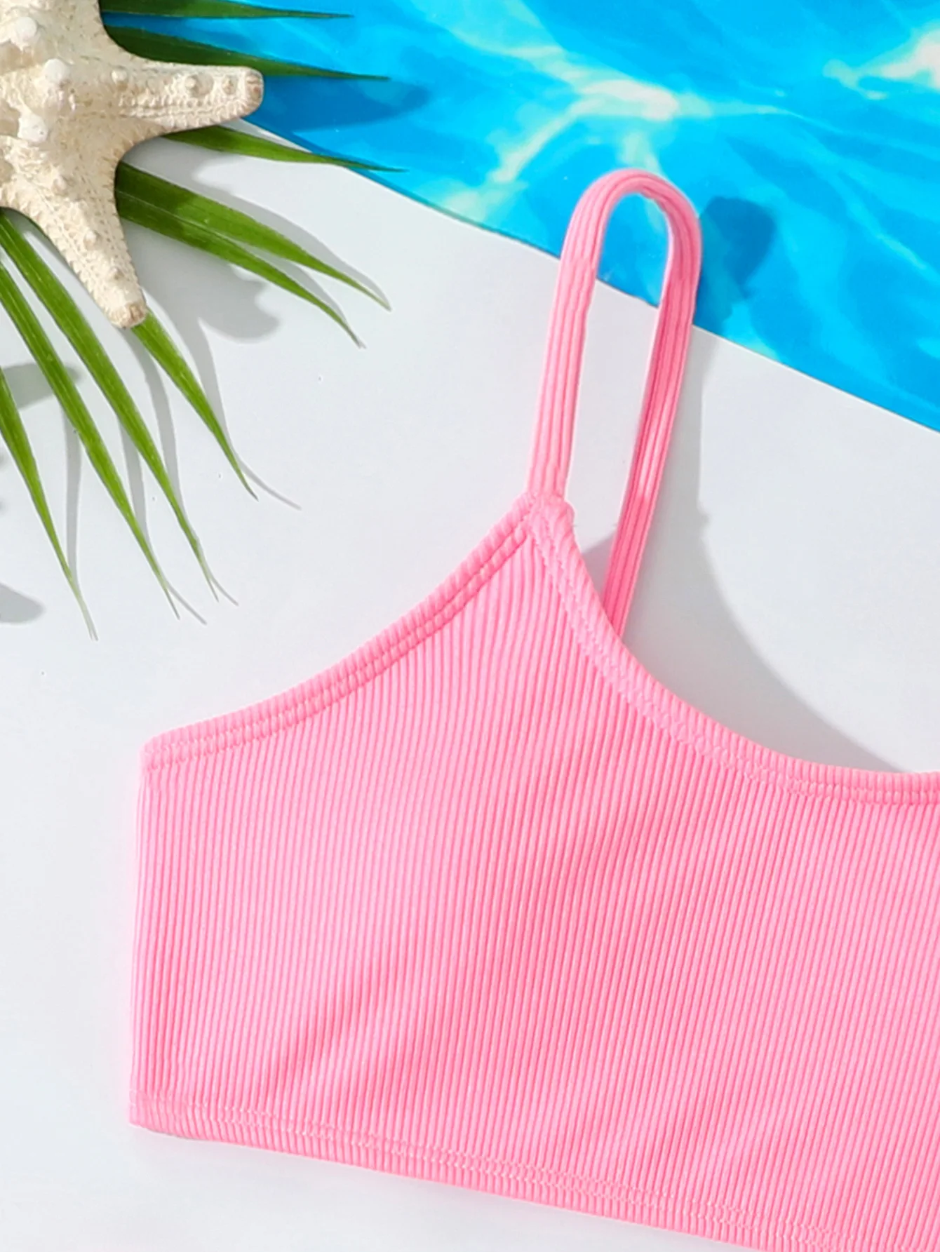 Set bikini rosa a vita alta per ragazze Costume da bagno a due pezzi Abbigliamento da spiaggia per bambini Costumi da bagno per bambini 6-12 anni Costume da bagno per adolescenti