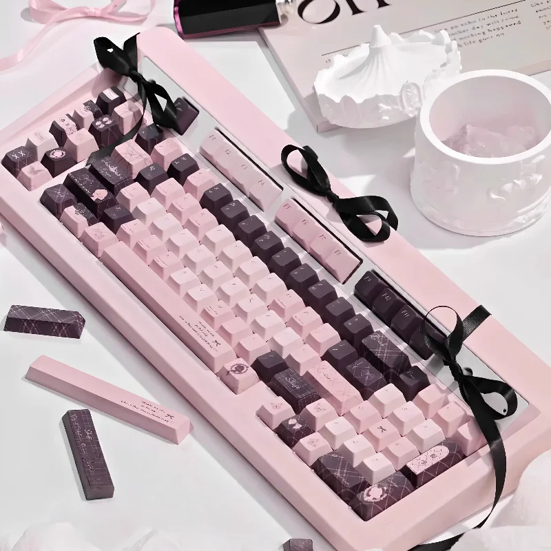 black pink keycaps mechanical keyboard with elegant skin feel keycaps with heat sublimation suitable for magnetic axis keyboard