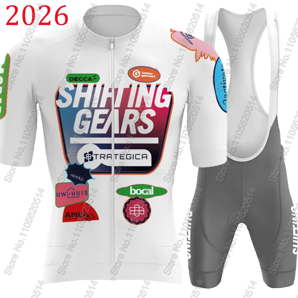 Conjunto de Jersey de Ciclismo Shifting Gears Strategica 2026 para Hombre, Ropa de Ciclismo de Bélgica, Camiseta de Ciclismo de Carretera, Traje con Culotte de Ciclismo MTB