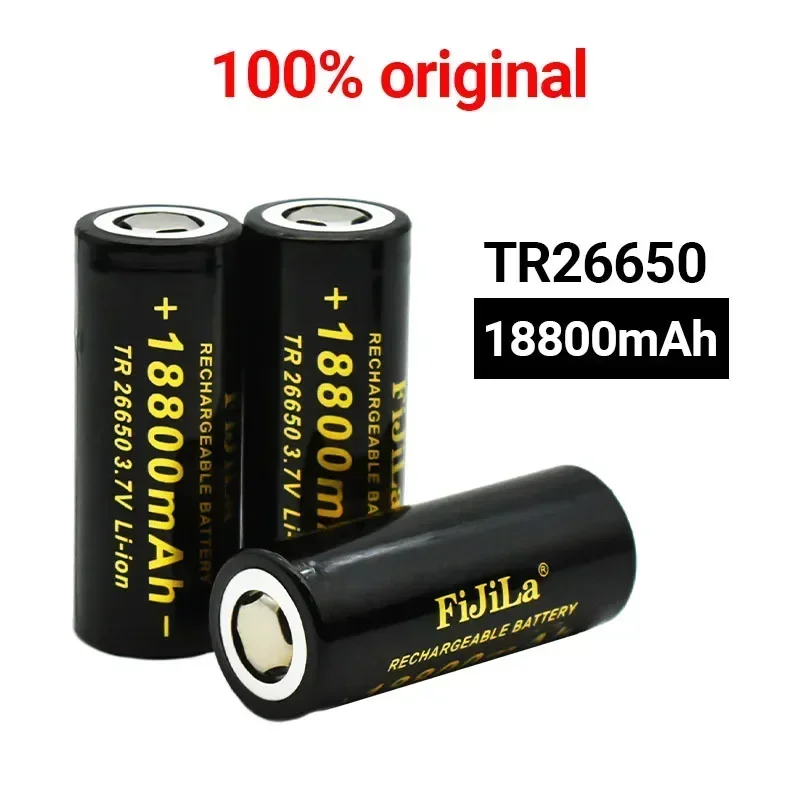 100% Original New 26650 Battery 18800mAh 3.7V 50A Lithium Ion Rechargeable Battery For 26650 LED Flashlight + Charger