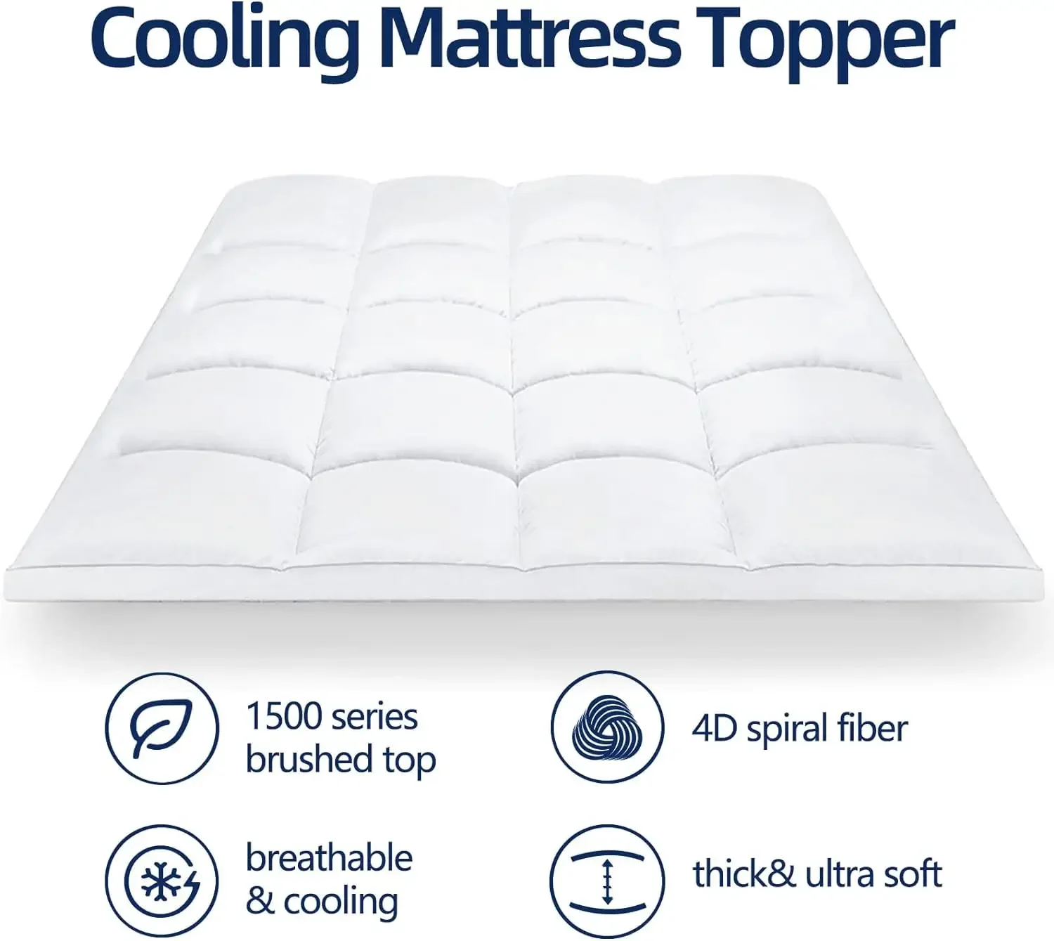 Cooling Mattress Topper Queen for Back Pain,Extra Thick Mattress Pad Cover,Plush Pillow Top Overfilled with Down Alternative,Dee