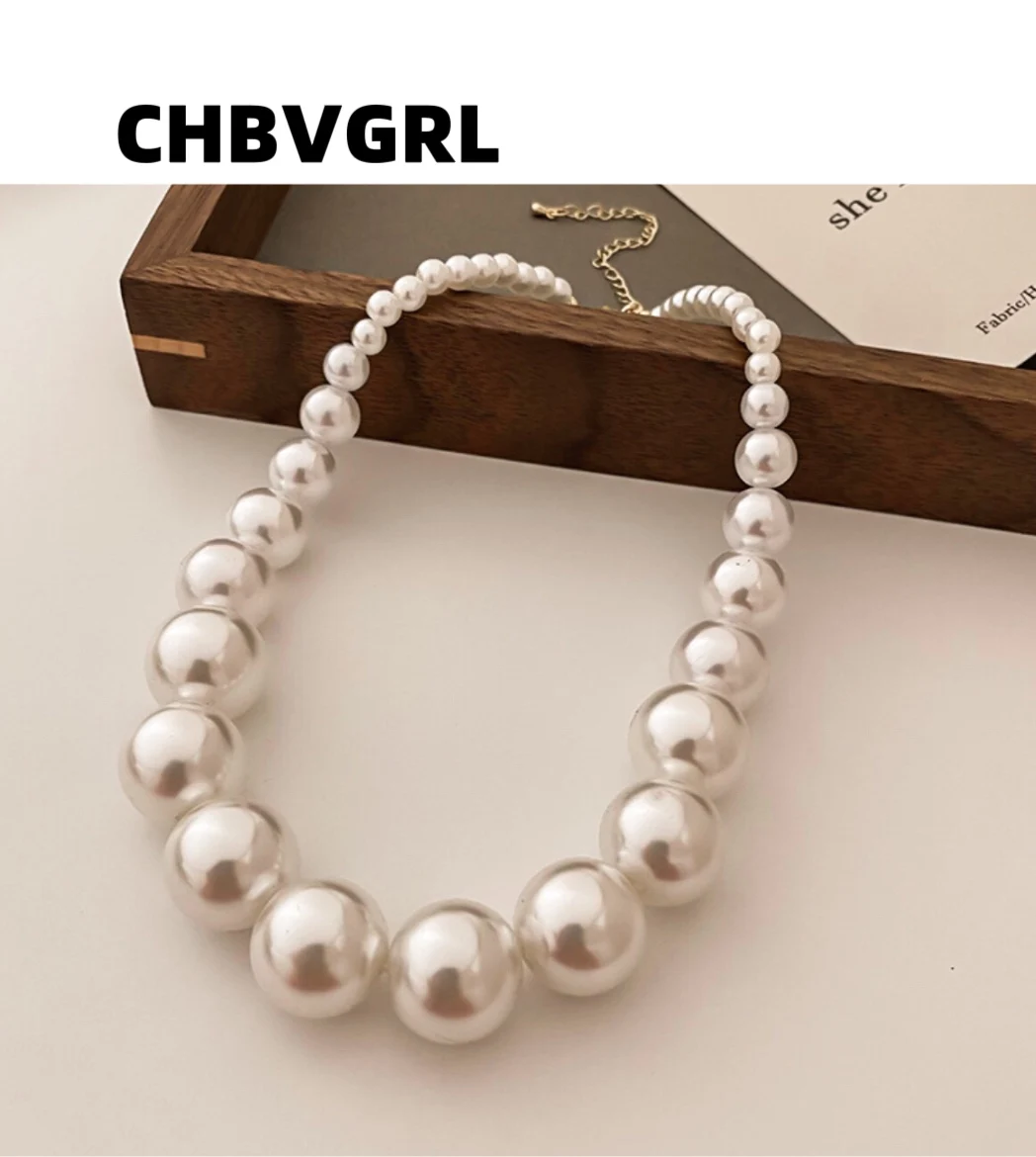 

Korean style hot sale hot sale pearl necklace exaggerated design collar chain internet celebrity temperament women's accessories