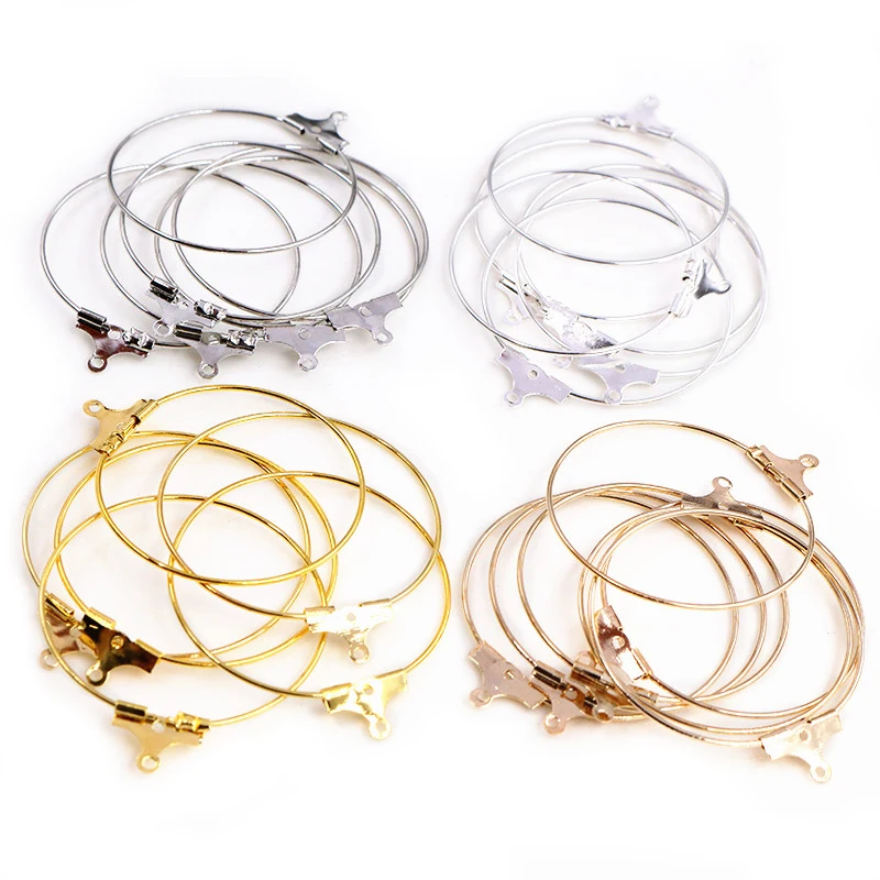 30pcs 20 25 30 35 40 45mm Hoop Earrings Big Circle Ear Wire Hoops Findings For DIY Jewelry Making Supplies Accessories