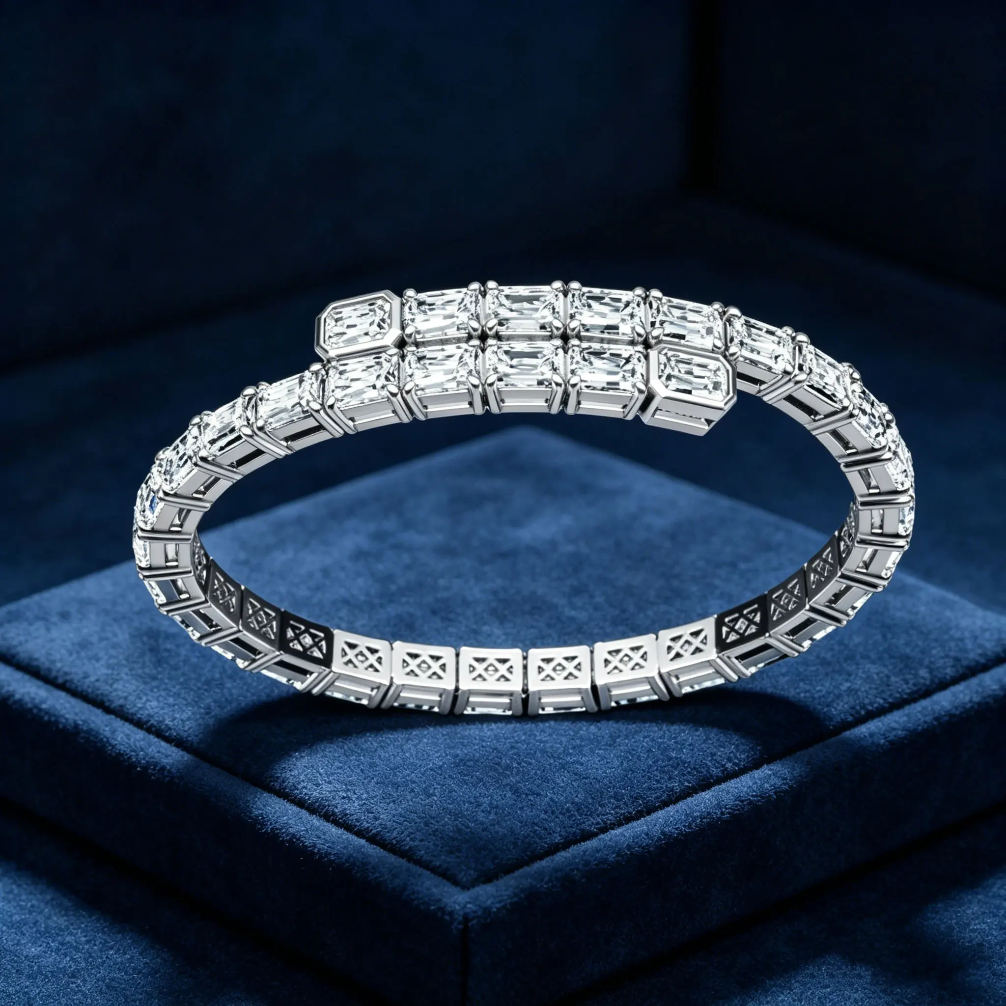

Heavy 16.5g Real Moissanite Bracelet 4*6mm Square Cut 925 Silver Iced Out Lab Diamond Link Chain Pass Diamond Tester Men Women