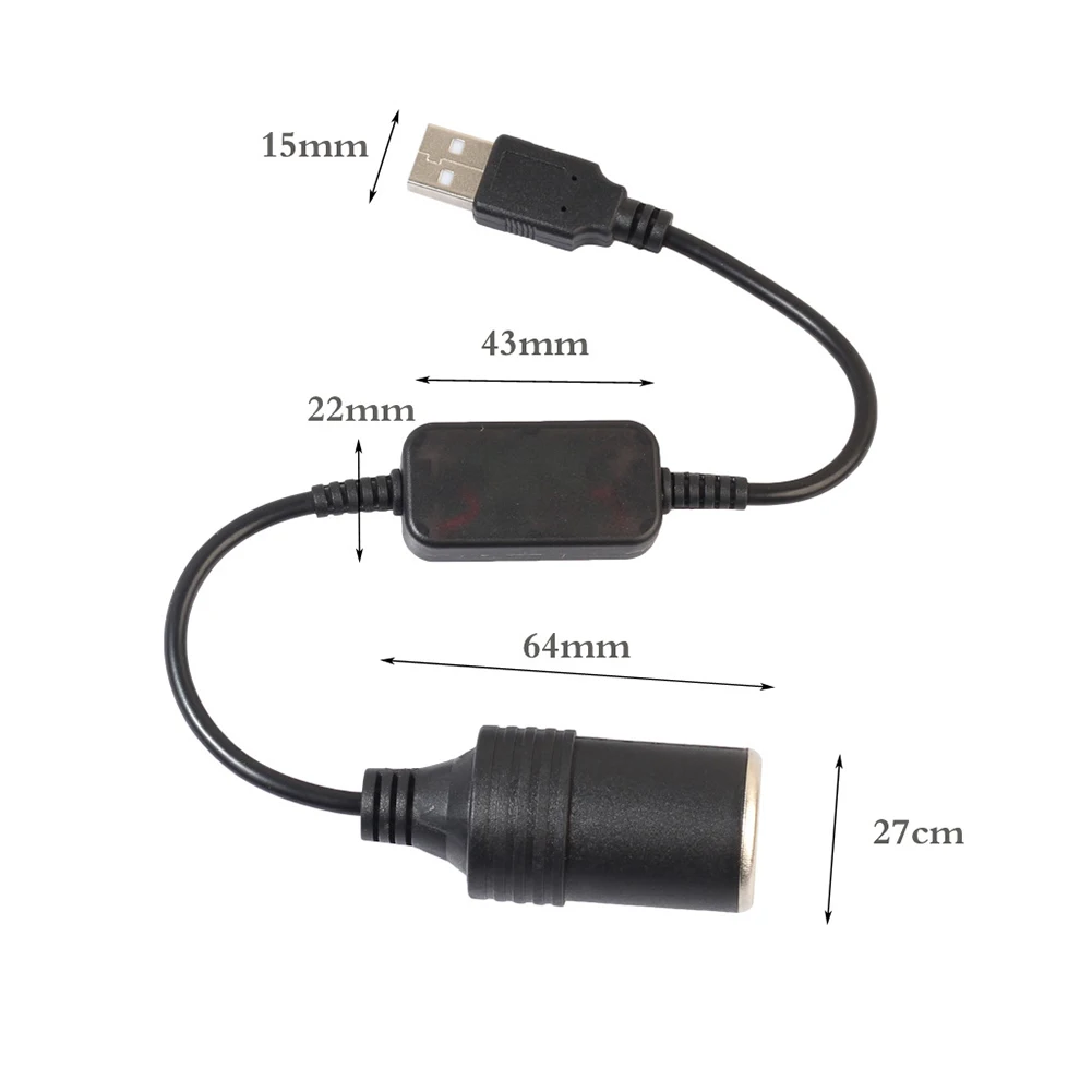 Operating Power Bank Car Socket Adapter Car Accessories 5V USB Port To 12V Cable Connector Car Socket Power Cord