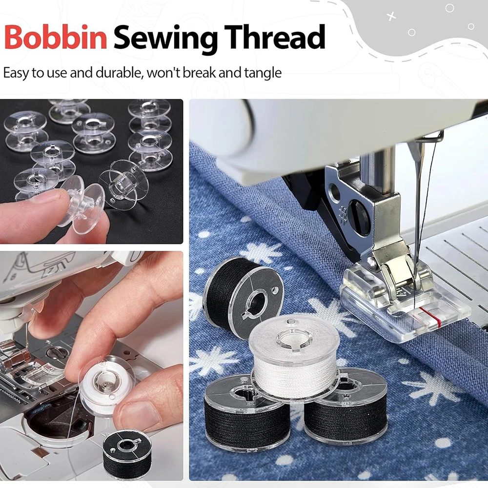 30 قطعة بكرات التطريز الأبيض موضوع البوليستر بكرات مسبقة الجرح البكر المواضيع DIY بها بنفسك التطريز وآلات الخياطة #5