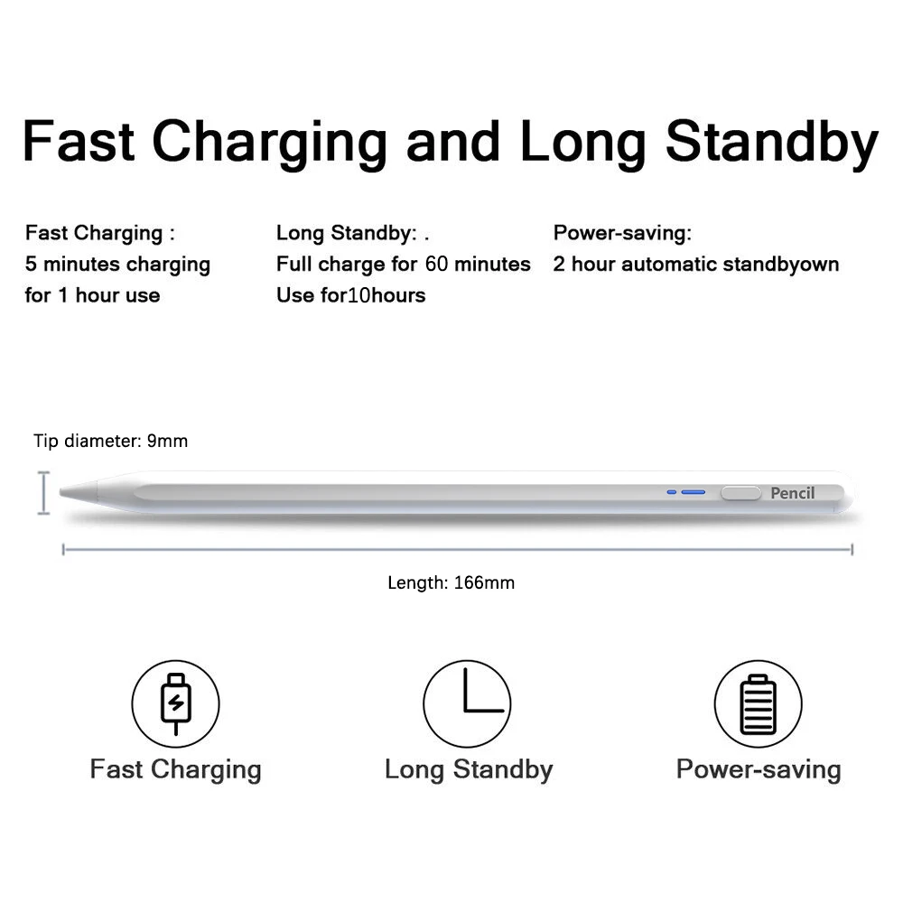 Epairup Non-Wireless Stylus Pencil, Compatible with iOS/Android/Microsoft Phones & Tablets, Works For iPad 2018-2026, +2pcs nibs