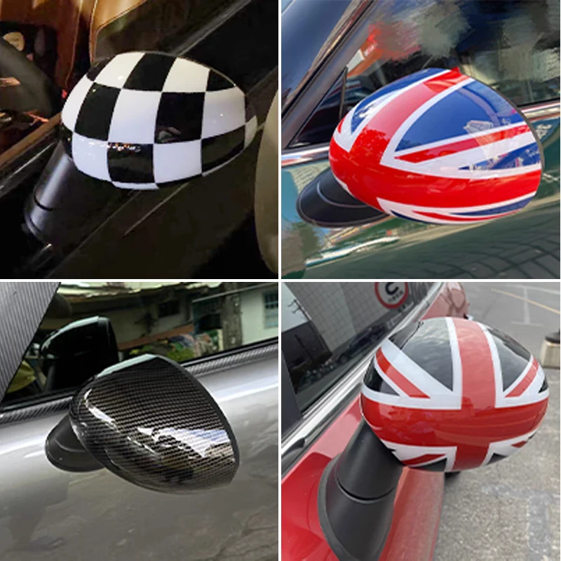 2Pcs/Set The Black Flag Rear View Mirror Covers Sticker For Mini Cooper S Clubman R55 R56 R57 R58 R59 R61 Paceman R60 Countryman