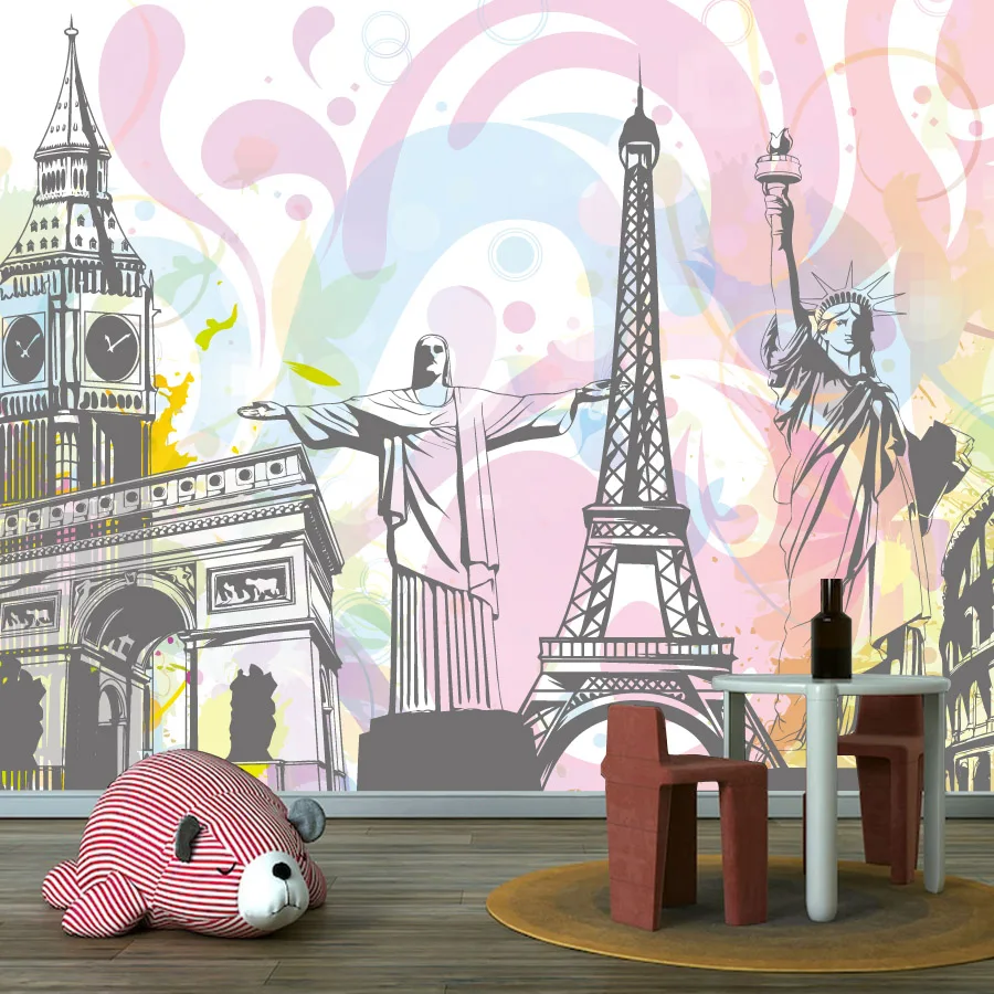

Современные самоклеящиеся фотообои для гостиной, настенный декор, бумага для декора дома, Эйфелева башня, городской пейзаж, ремонт, настенная роспись для ТВ-зоны