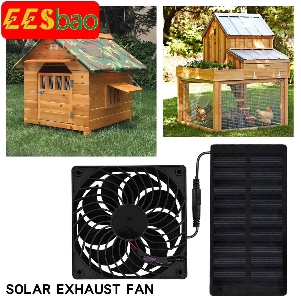 

EESBAO 0.8W Solar Exhaust Fan Small Solar Panels for Pet Houses/chicken Coops Outdoor Ventilation Sheds and Greenhouses Cooling