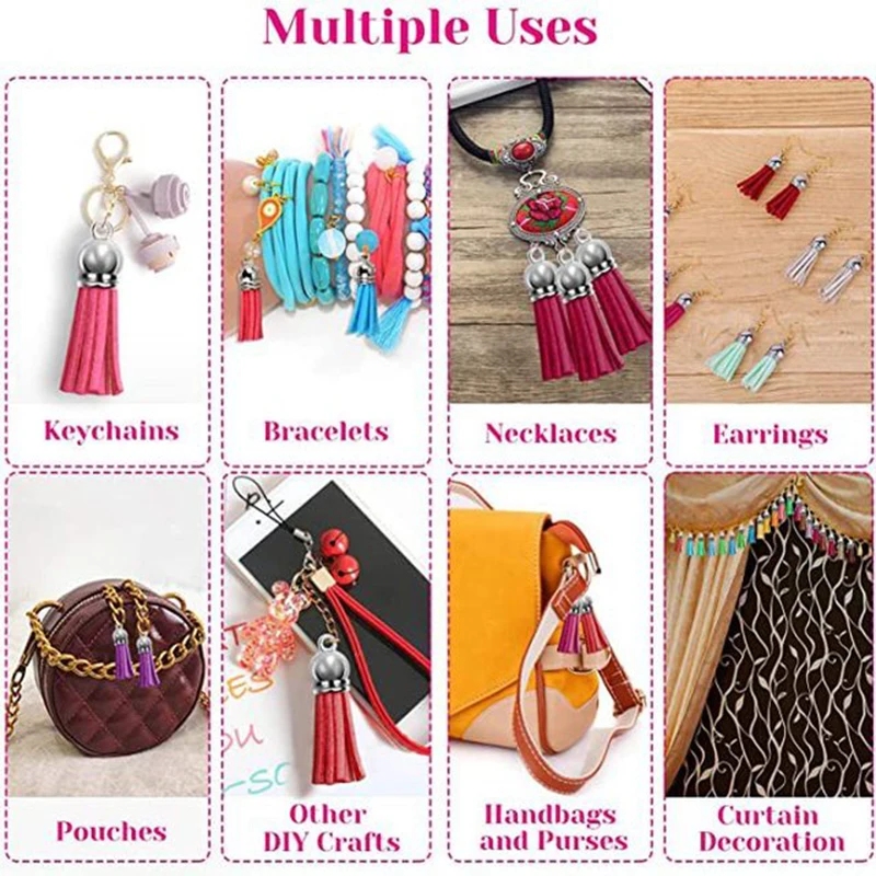 50pcs 38mm Mini Korean Velvet Leather Tassel DIY Bag Key Chain Necklace Earrings Color Tassel Pendant Garment Accessories