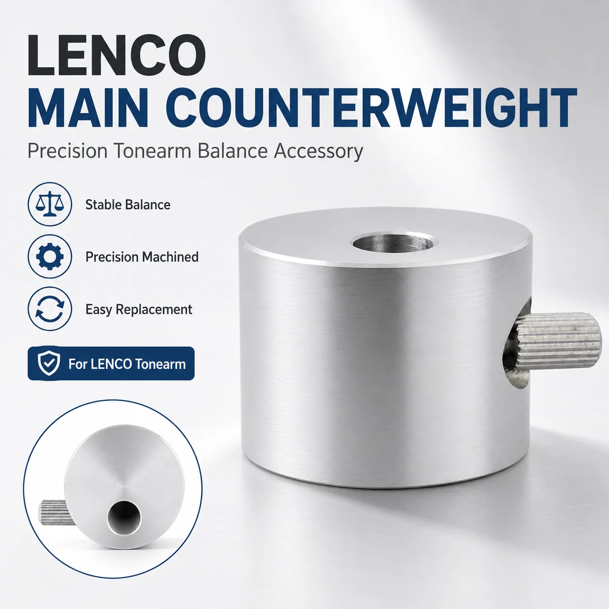 LENCO Tonearm Main Counterweight Aluminum Balance Weight Tracking Force Adjustment For Vinyl Turntable Accessories