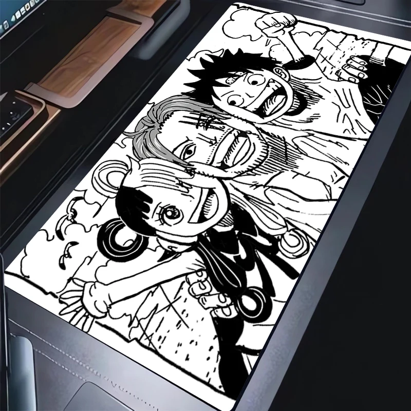 Mouse Pad PC Black And White Manga Keyboard Pad Laptop Japan Anime One Piece Mousepad Kawaii Uta Luffy Shanks Desktop Mouse Mat