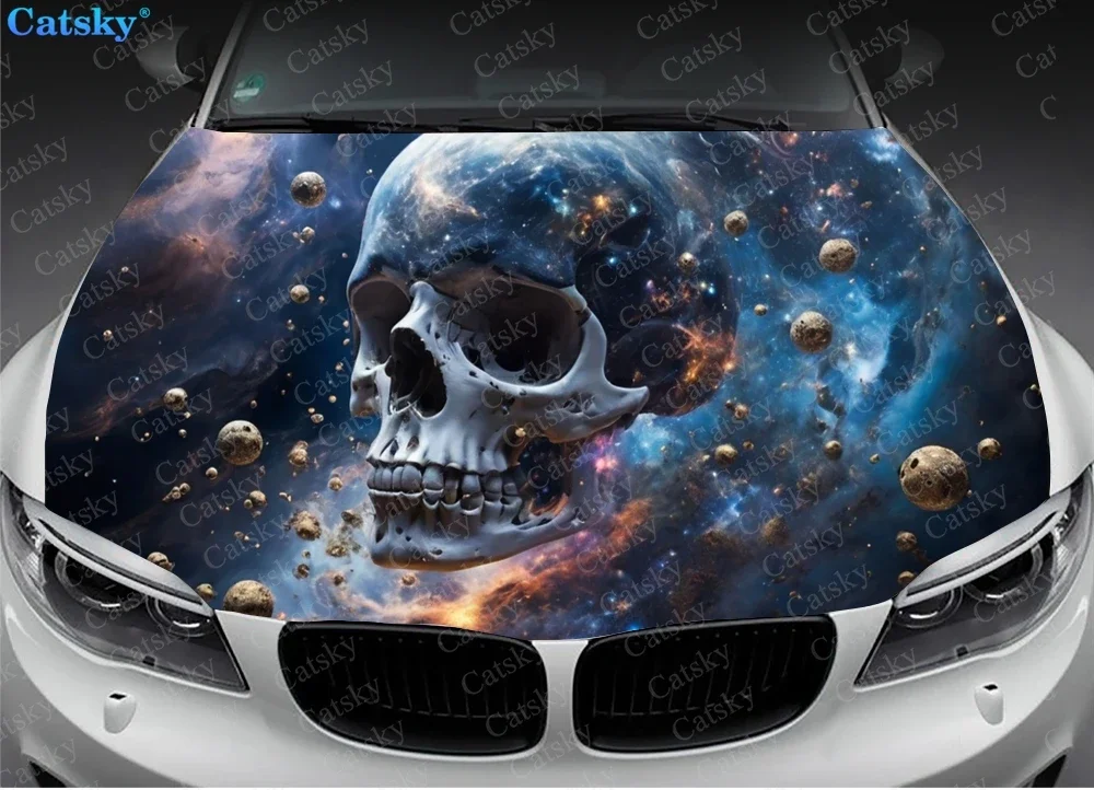 Abstract Creepy Skull Car Hood Decal Stickers Wrap Vinyl Film Engine Cover Decals Sticker Car Hood Protective Film