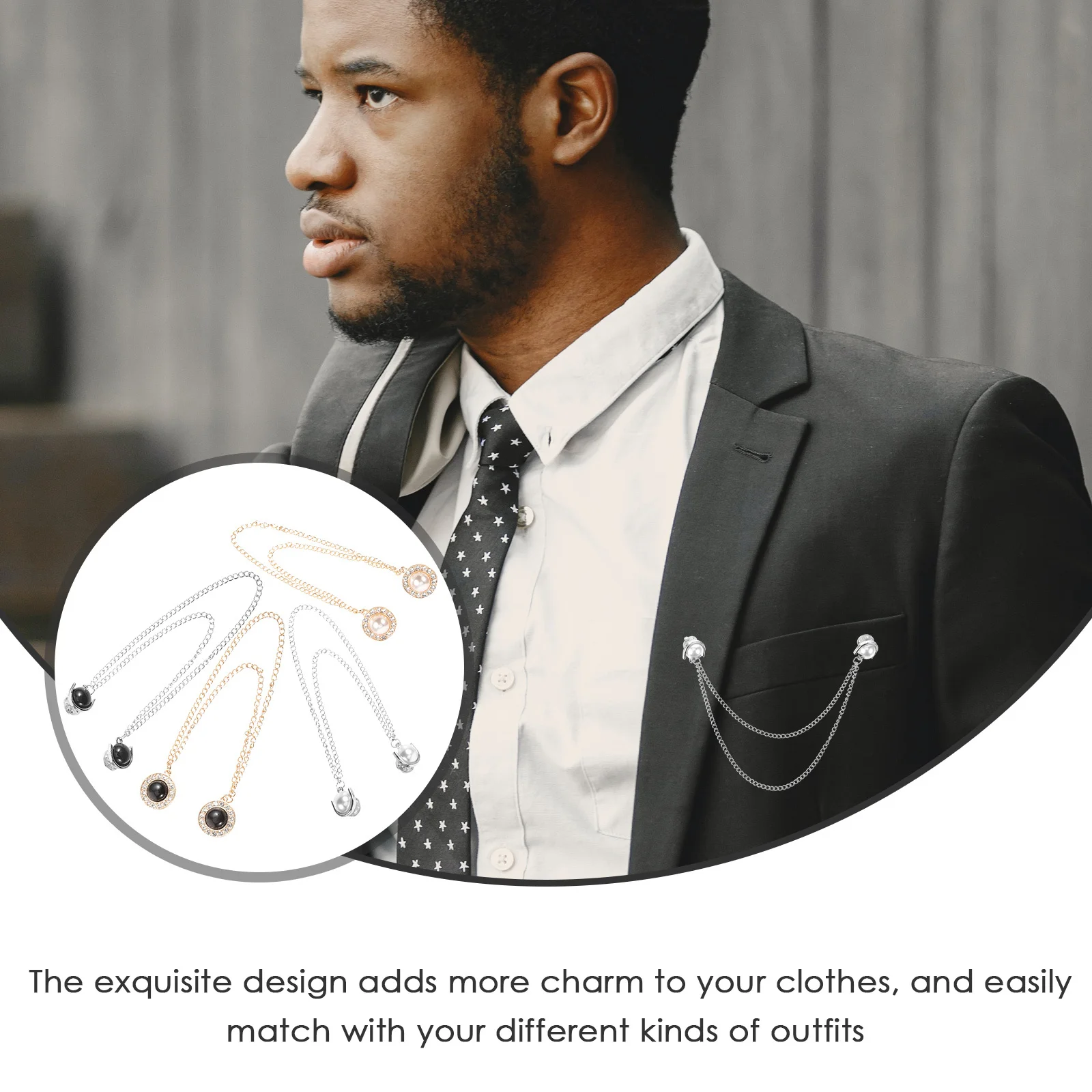 

4Pcs Collar Pins Vintage Sweater Clips Chain Cardigan Clips Shawl Clip Set Clothes Holder Prevent Peeping Pins