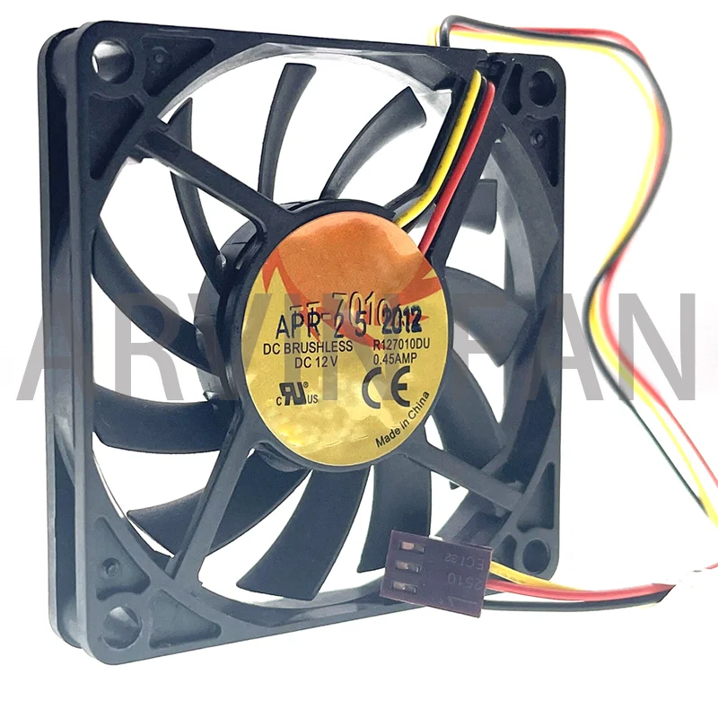 R127010DU 70mm Slim 10mm 12V High Speed 4600RPM 70X70X10mm Sigle Ball Bearing 3Pin Tach Speed Cooler Fans