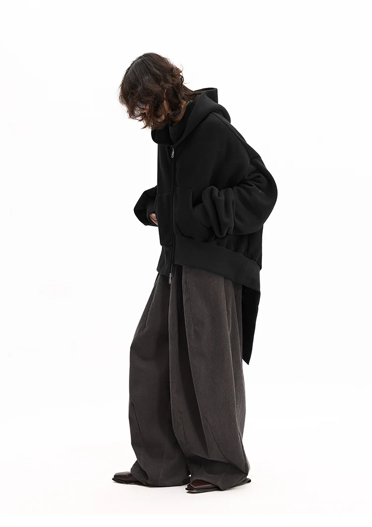 Irregular Sweatshirt~ Black Hooded Sweatshirt Women's Jacket, All-Cotton, Loose Fit, Casual, Slimming, New Autumn Style