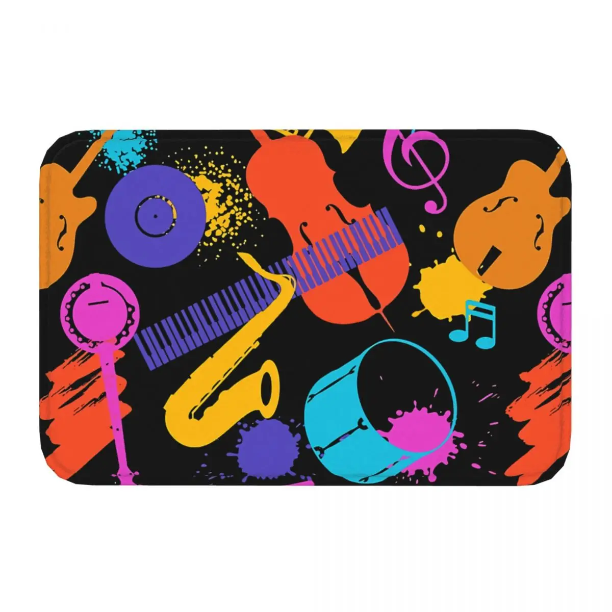 Music Pattern Art Non-slip Doormat Bath Mat Jazz Band Hallway Carpet Welcome Rug Indoor Decorative