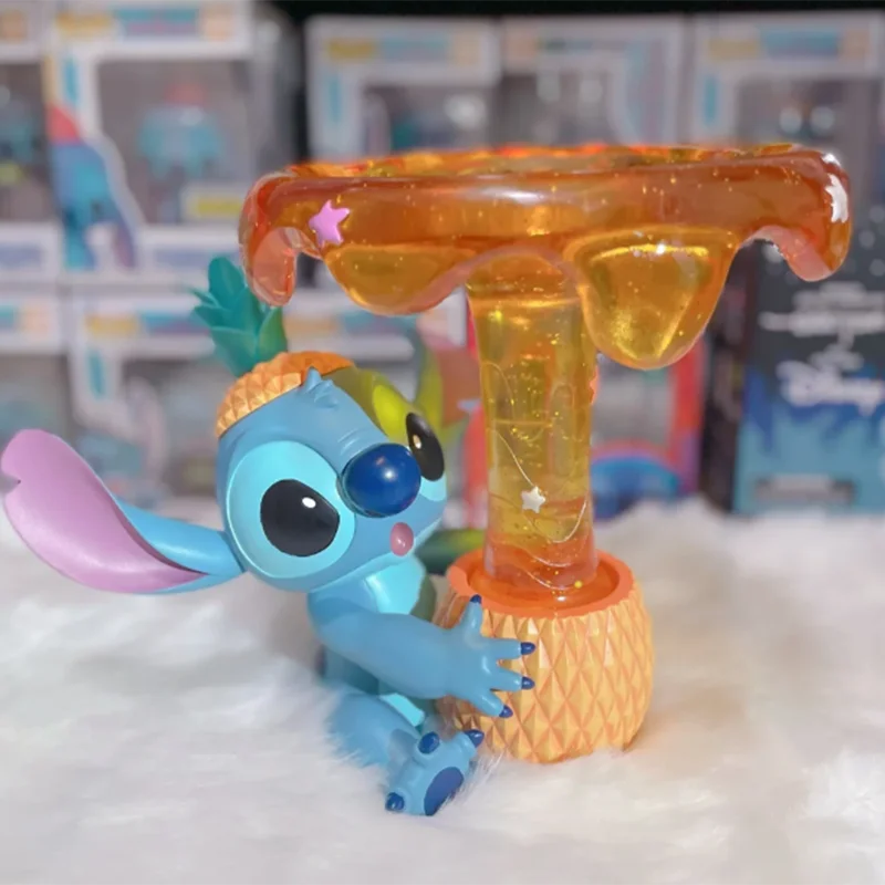 Disney Stitch Pineapple Fountain  set hand do a birthday gift Action Figure Fashion Brand Pvc Christmas Gift Tabletop decoration