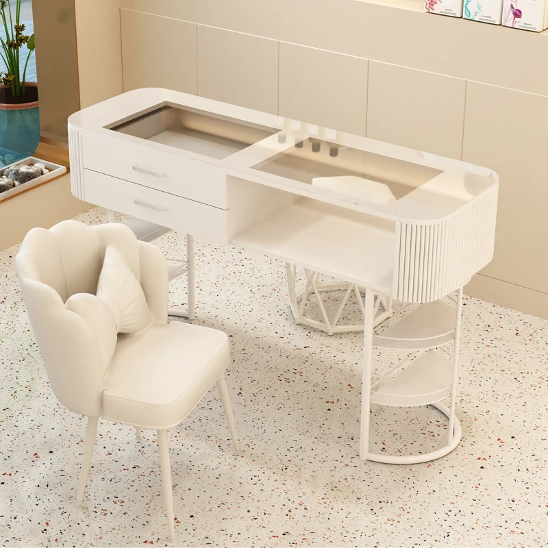 Modern Classic Nail Table Elegant Trendy Unique Textured Nail Table Aesthetic Cute Bar A Ongle Mobilier Salon Furniture