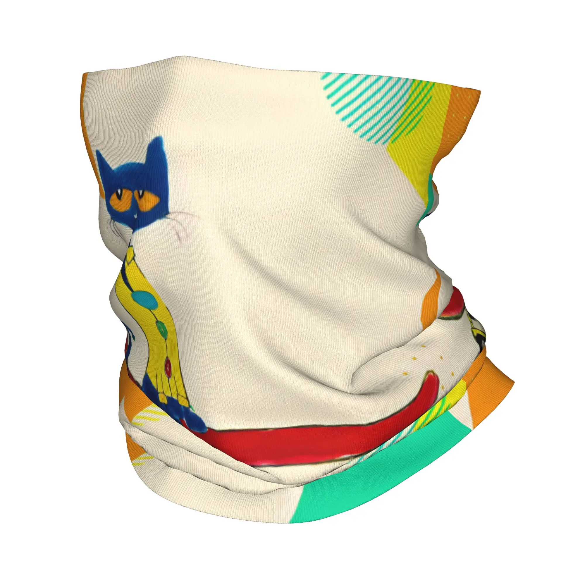 Pete the Cat  Skateboarding Cat Bandana Neck Gaiter Printed  Face Scarf Warm Balaclava Hiking Unisex Adult Washable