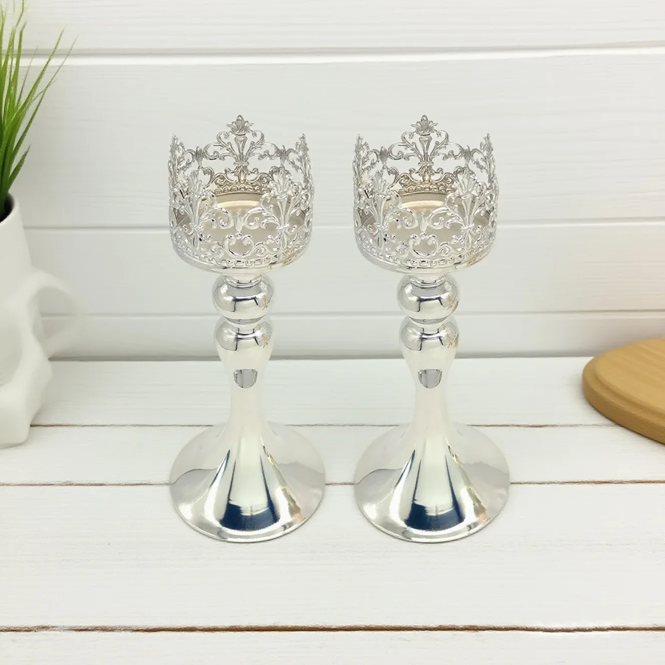 DSA European light luxury crown candle holder wedding shooting decorative props metal candle holder ornament