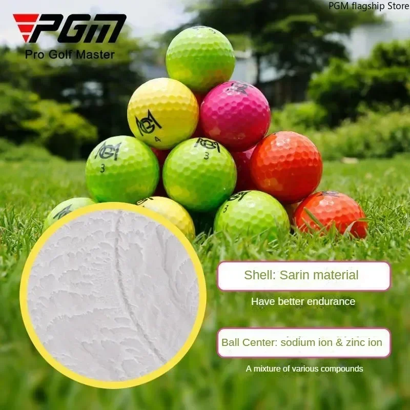 Bola Golf PGM, Bola Berwarna, Bola Kompetisi Dua Lapis, Bola Golf Dua Lapis, Kotak Hadiah 12 Potong untuk Perlengkapan Permainan Akhir Q029-1