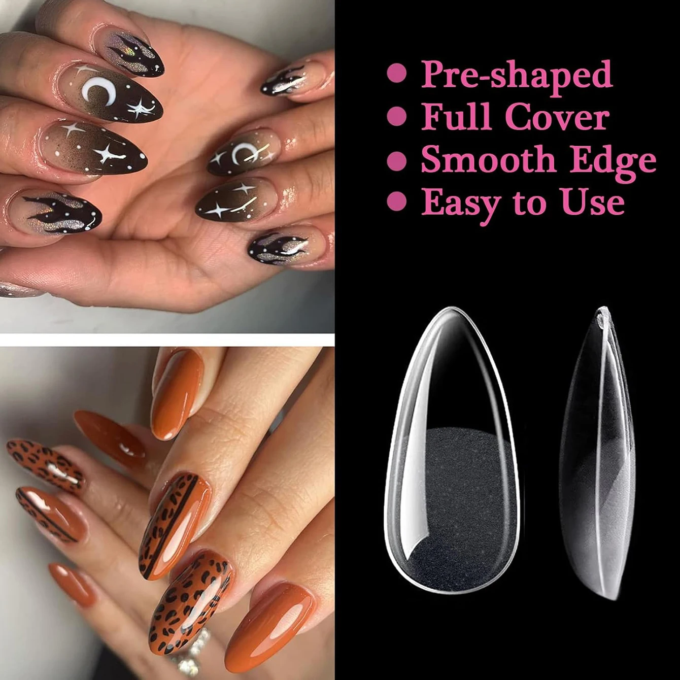 120 Stück kurze, mandelförmige, halbmattierte Kunstnägel – perfekt für Nageldesign und Nagelverlängerungen im Salon, ideal für Dates und den Alltag – Detail 8