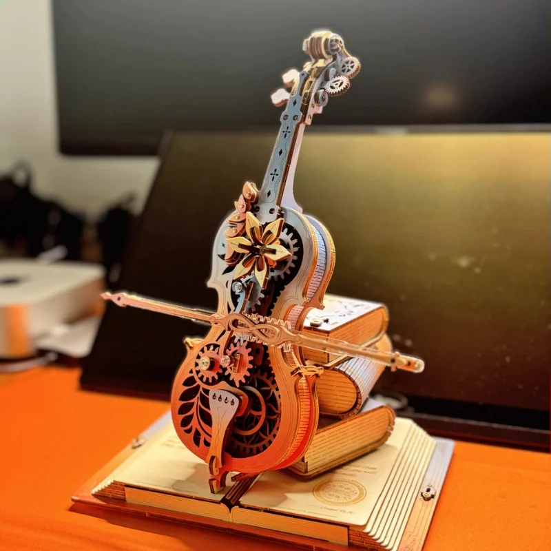 

Roke Dreamy Symphony Cello Music Box, Music Box, Girl's Birthday Gift, Craft Building Blocks, Desktop Decoration Home