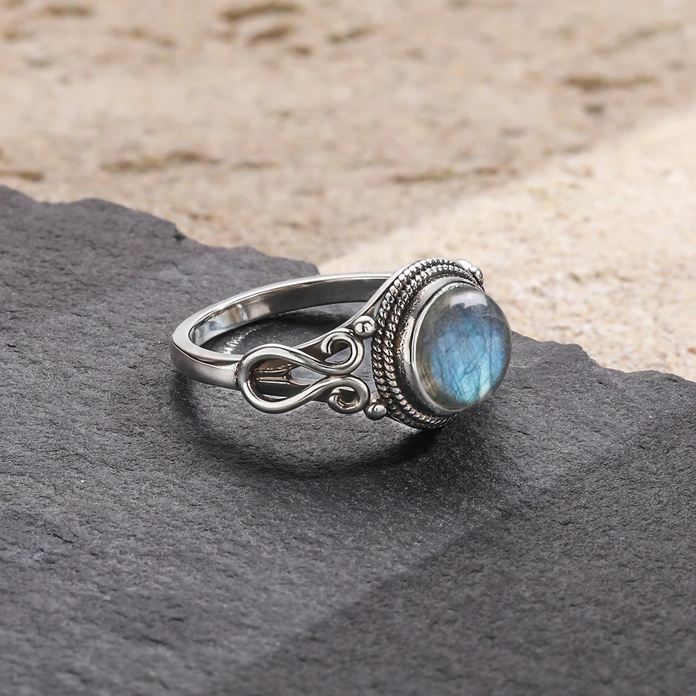 925 Sterling Silver Labradorite Gemstone Ring
