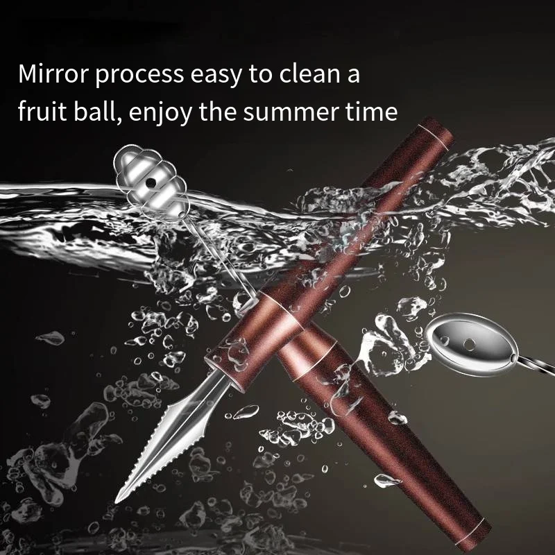 Stainless Steel Fruit Platter Ball Digger Corrugated Carving Knife Watermelon Ball Digger Spoon Fruit Carving ice cream scoop