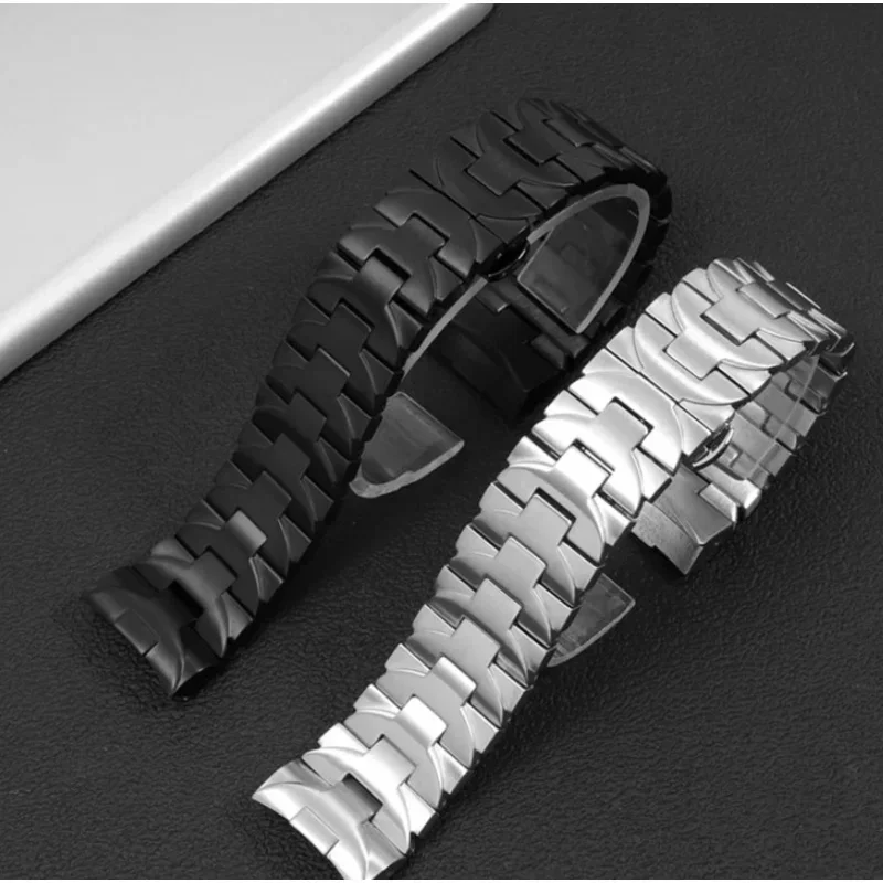 ل بانيراي حزام لومينور pam441 111 معصمه فراشة المشبك 24 مللي متر قوس واجهة الصلبة الفولاذ المقاوم للصدأ الأسود الفضة حزام الساعات