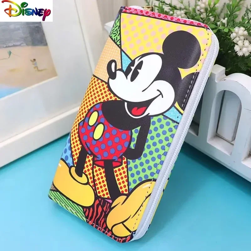 

Disney Mickey Minnie Long Wallet Women's Fashion High Quality PU Multi functional Storage Bank Card Cute Print Card Bag