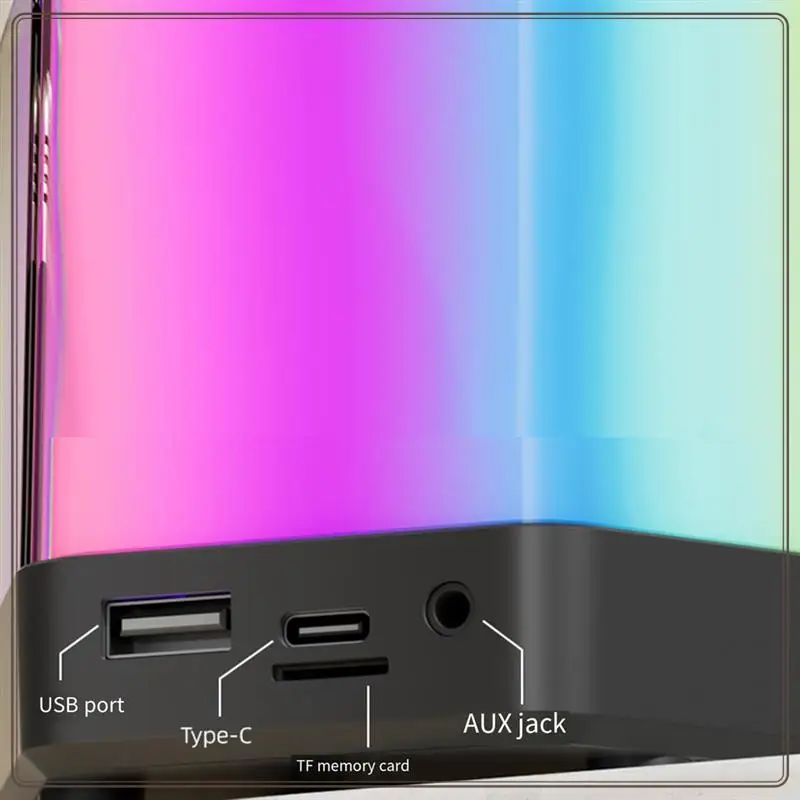 آلة الكاريوكي، مكبر صوت كاريوكي محمول مزود بتقنية البلوتوث مع أضواء مبهرة للبالغين والأطفال، ميكروفونات متينة باللون الأسود