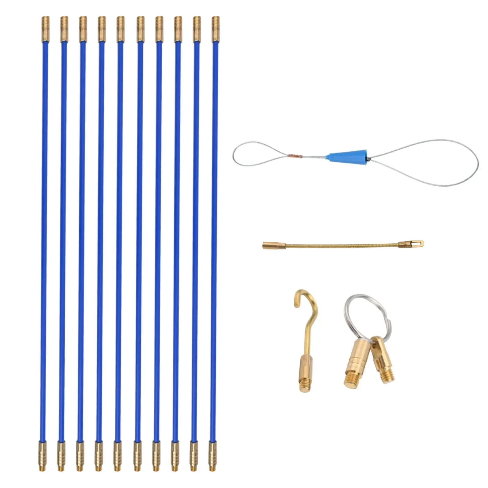 Versatile Cable Pulling Tools for Easy Installation 10 Rods x 33cm 4mm Cable Fibreglass Electric Threader Blue