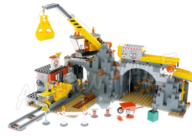 838pcs City The Mine Drill Machine Transport Train Truck Crane Jackhammer 02071 Building Block Toys Compatible With Model 4204