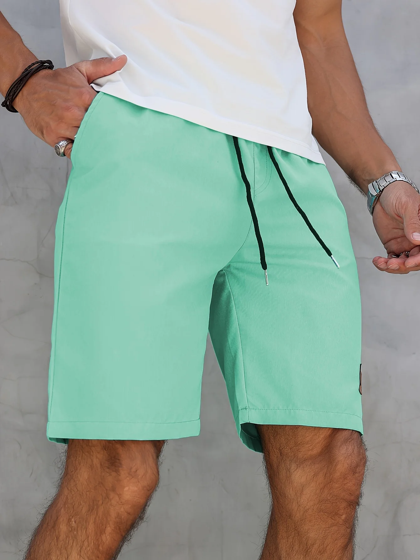 

Summer new men's solid color shorts elastic pull-out five-point shorts casual shorts