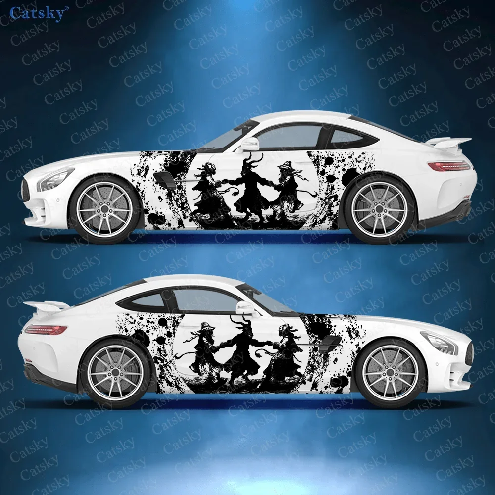 Human Dancing Celebration Car Side Sticker Decor, PVC Waterproof Scratch Resistant Decal, Car Protection, Auto Accessories Gift