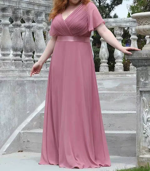 

Вечернее платье для подружки невесты, юбка с высокой талией на молнии, корейский стиль, глубокий V-образный вырез, длинная юбка из полиэстера и спандекса