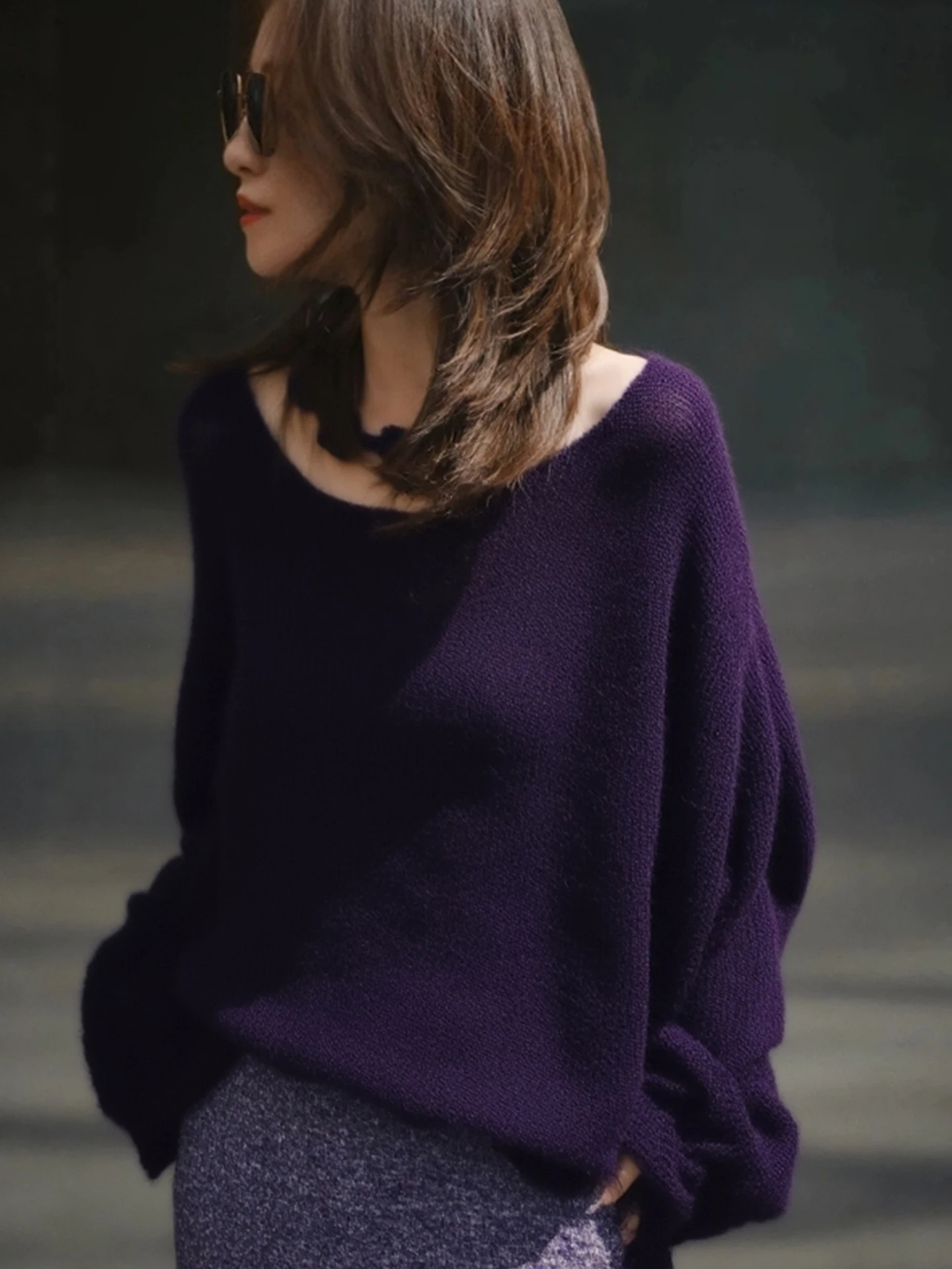 

Ele Color Lazy Sle Sweater Comfortable Overhead Long Sve Autumn Faion Women's Knitted Casual Top