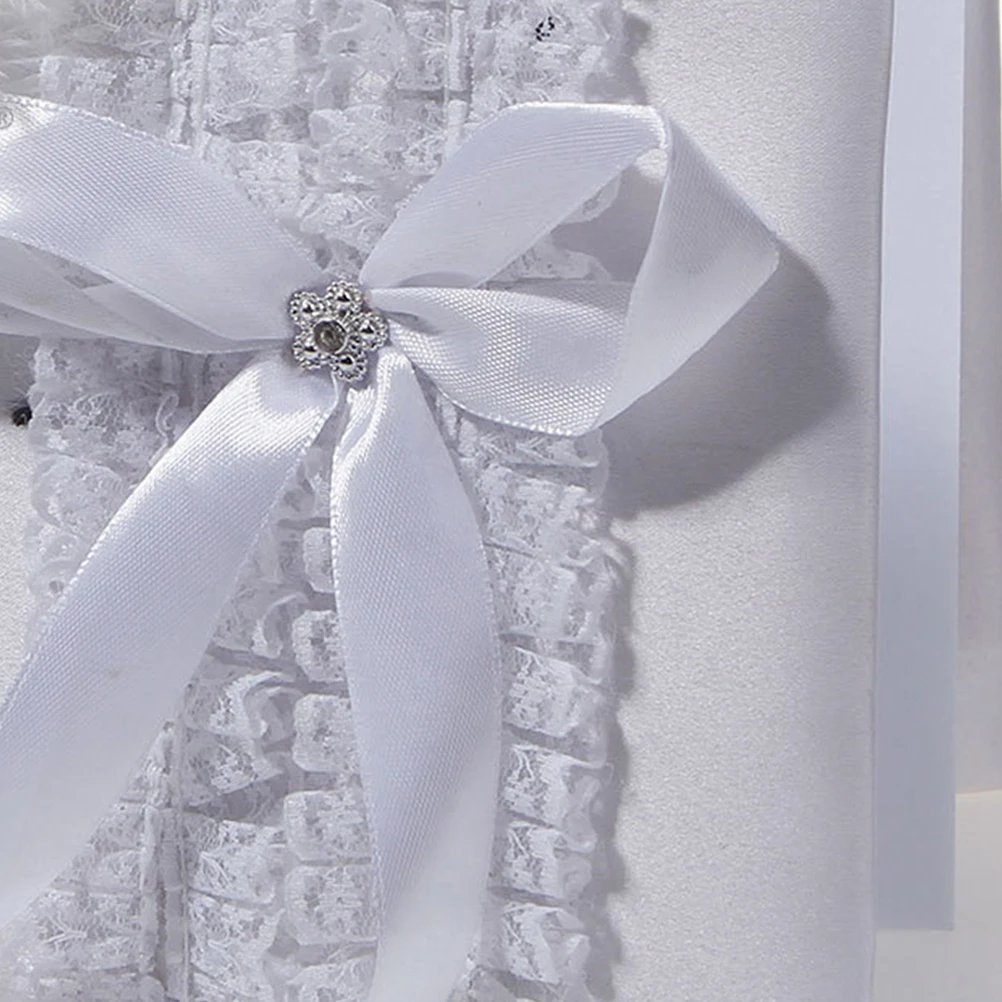 

Romantic Wedding Attendance Book White Pearl Western Style Elegant Guest Book for Wedding Party Engagement Decoration